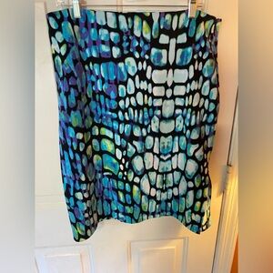Multicolor Abstract Pencil Skirt with 4-way stretch